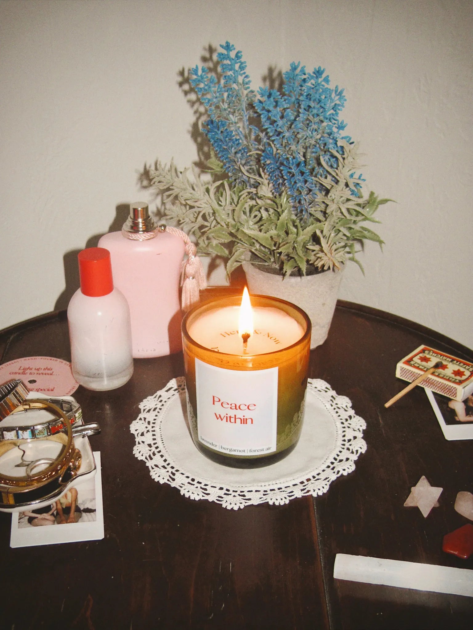 peace within candle, most relaxing candle, most calming candle, zen candle, best lavender candle, bergamot candle, unique gift idea, luxury candle, luxury non-toxic candle, coconut soy wax candle, meditation candle