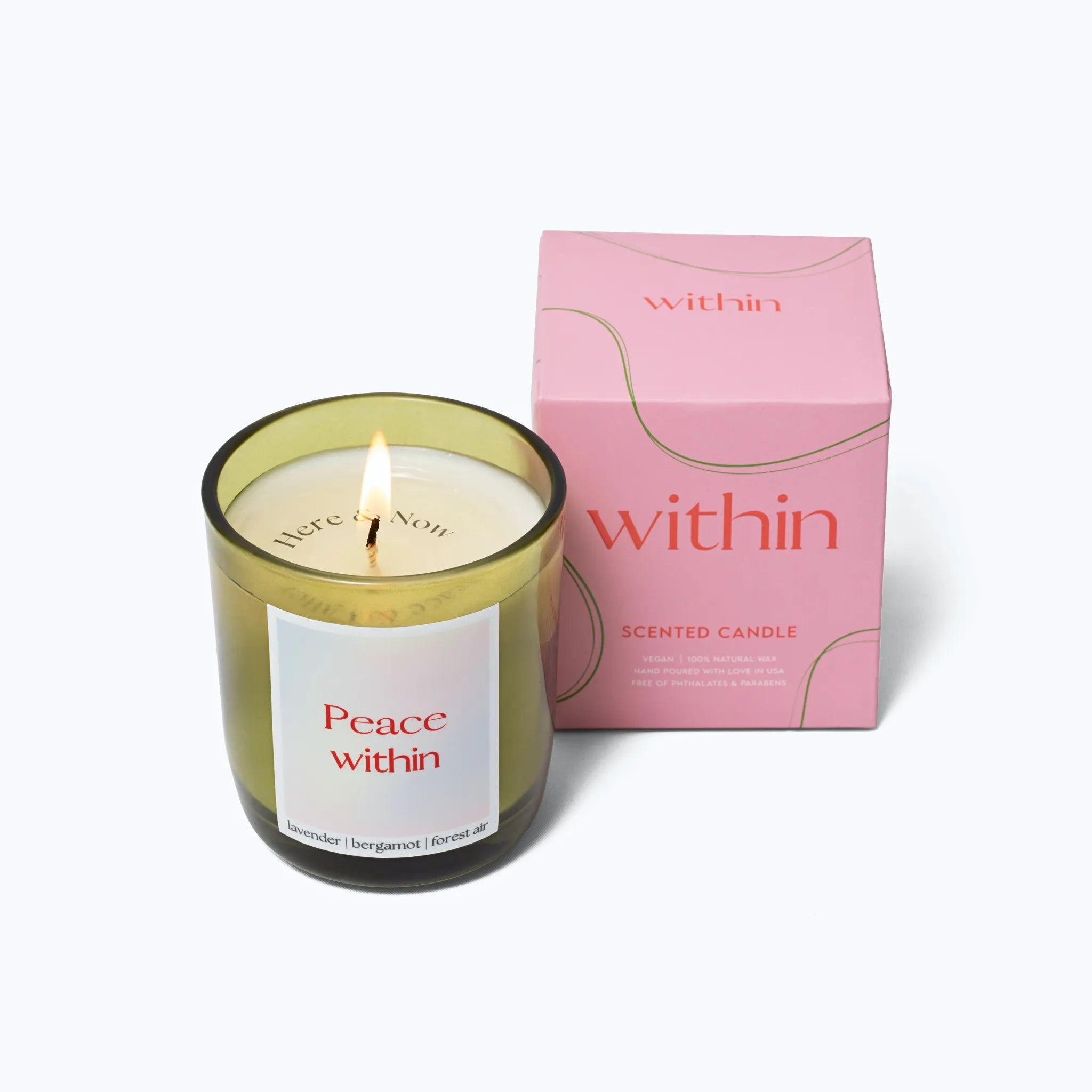 peace within candle, most relaxing candle, most calming candle, zen candle, best lavender candle, bergamot candle, unique gift idea, luxury candle, luxury non-toxic candle, coconut soy wax candle, meditation candle
